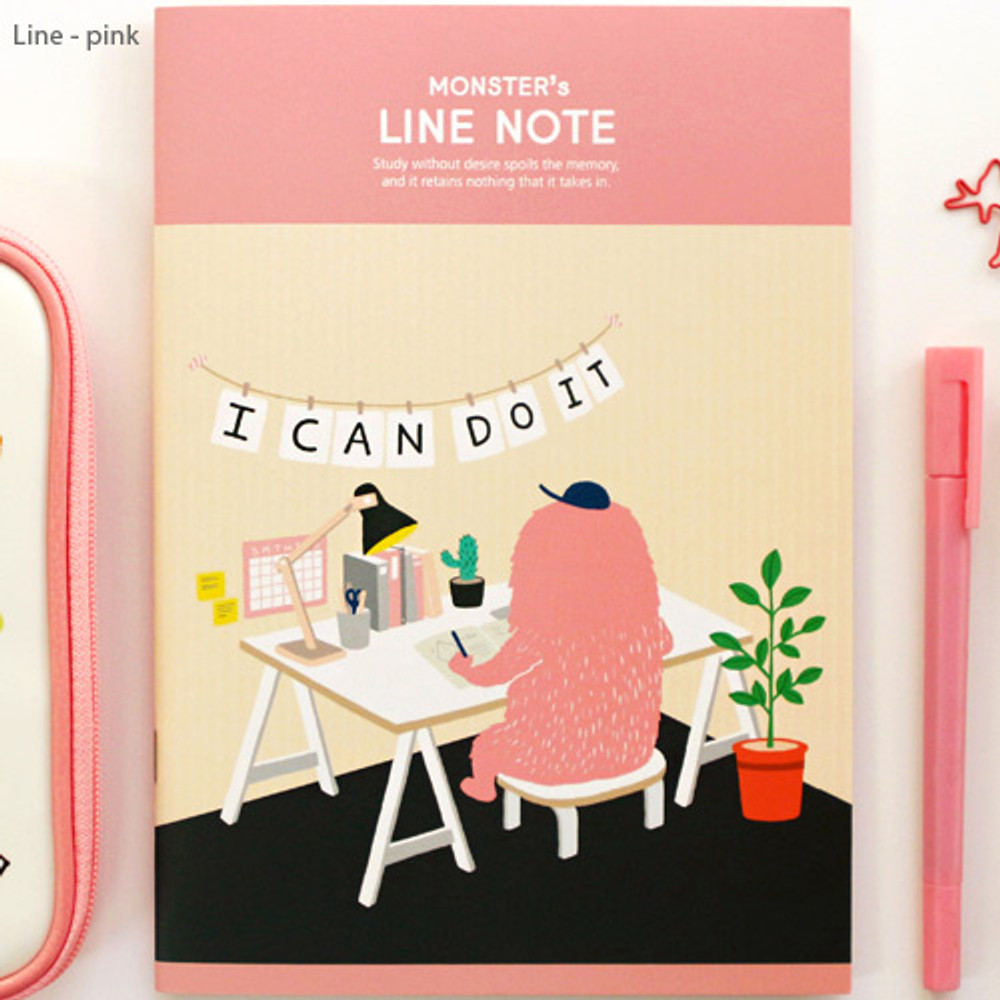 Pink - Indigo Monster illustration lined notebook
