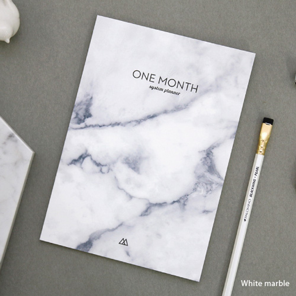 White marble - one month A5 undated daily planner scheduler