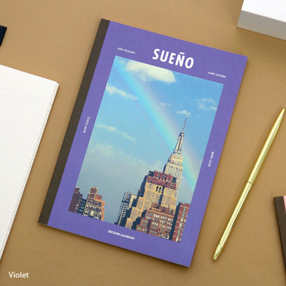 Violet - Colorful A5 size grid-lined class notebook