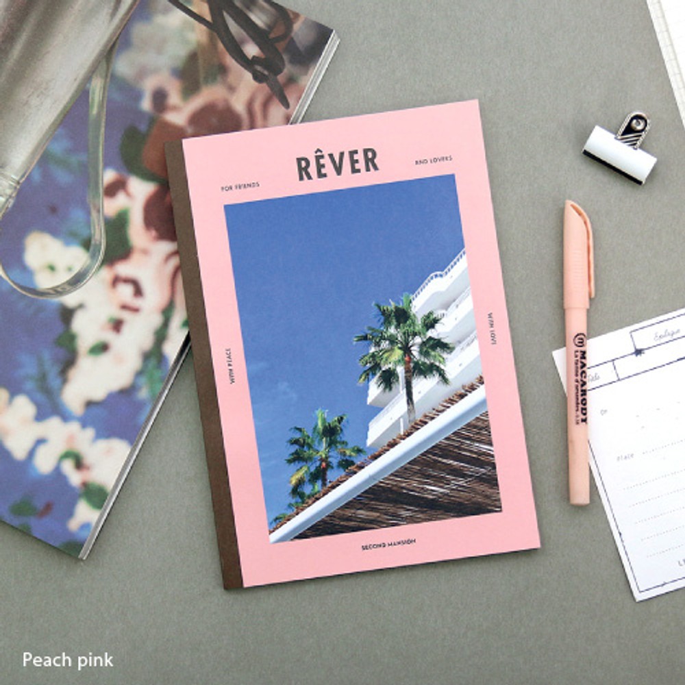 Peach pink - colorful A5 size grid-lined class notebook