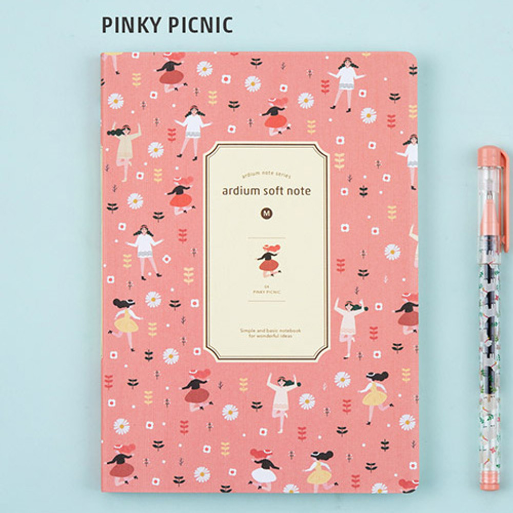 Pinky picnic - Colorful pattern medium soft lined notebook 