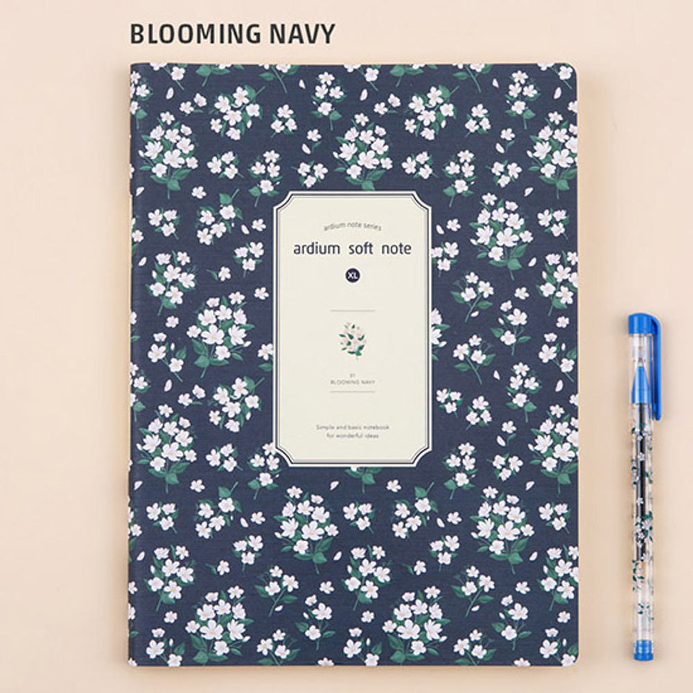 Blooming navy - Colorful pattern xlarge soft lined notebook 