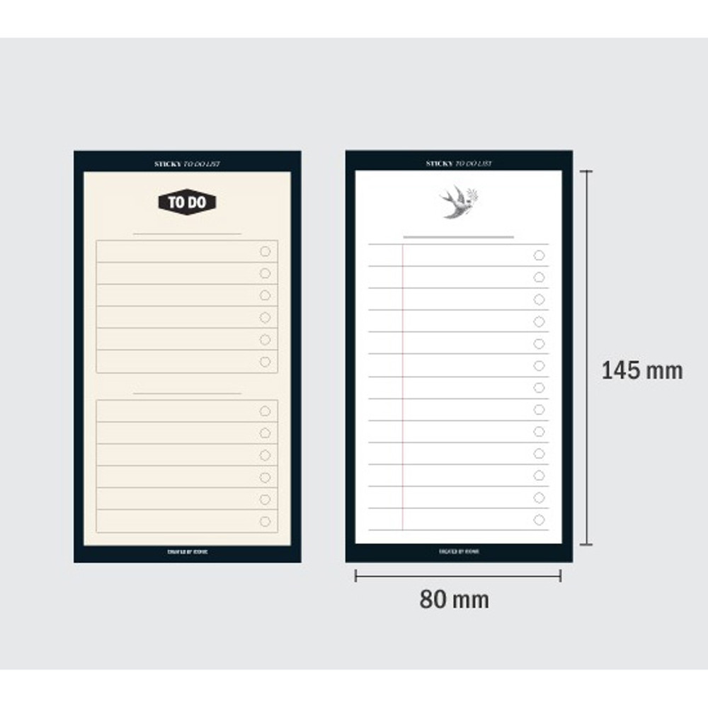 Size of Simple to do list sticky notepad