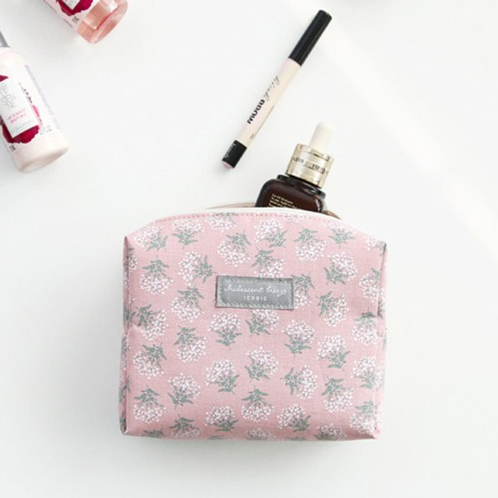 Buy the Authentic Womens Pink Floral Lining Beauty Pink Drawstring Makeup  Bag