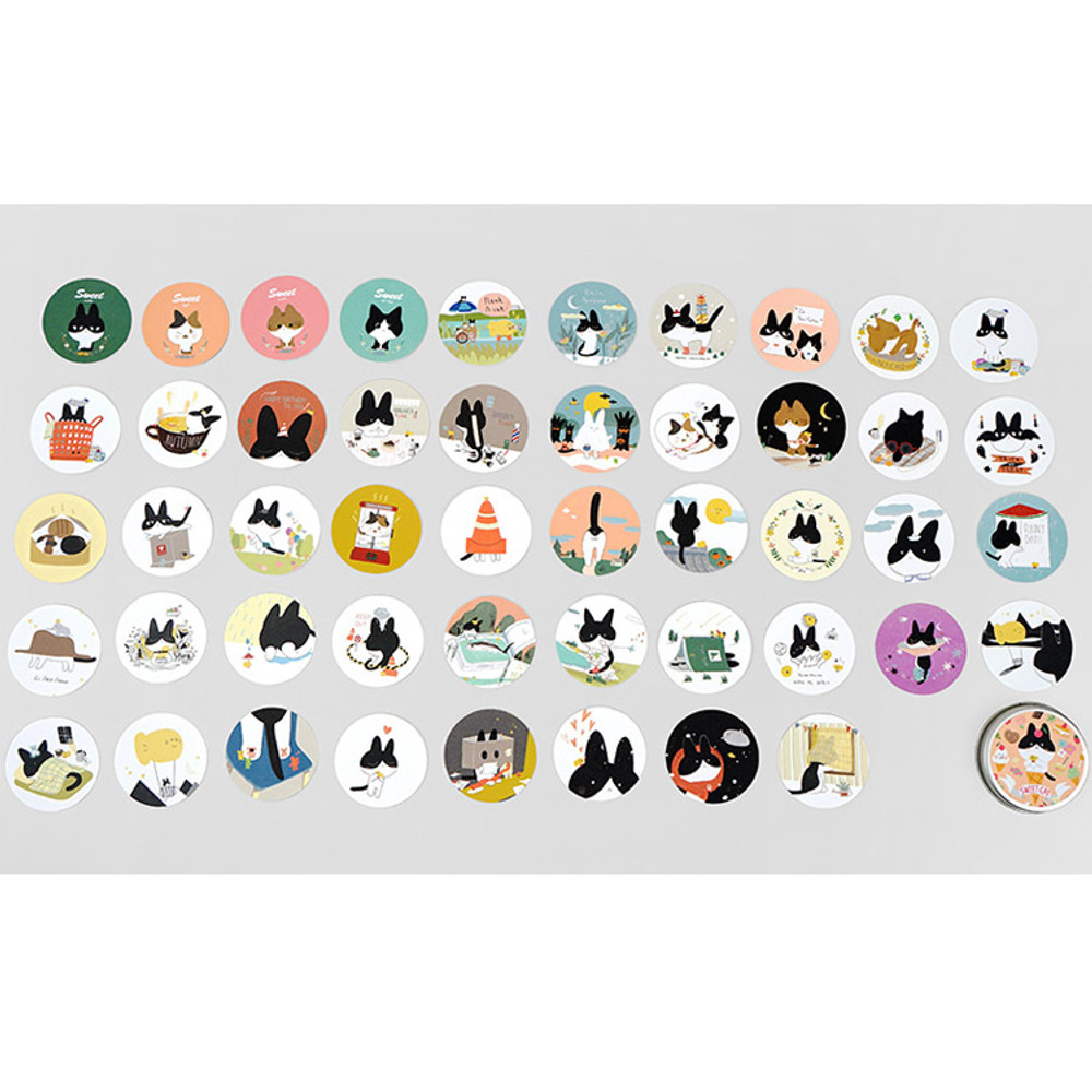 Anchovy circle sticker set with tin case