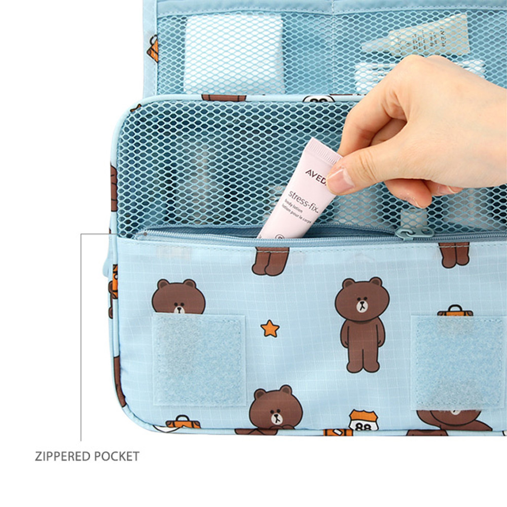 Front zippered pocket - travel hanging toiletry pouch bag 