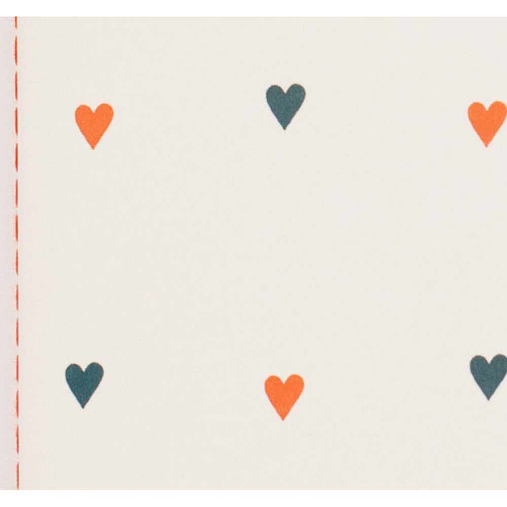 Detail of Heart pattern sewn bound A5 lined notebook 