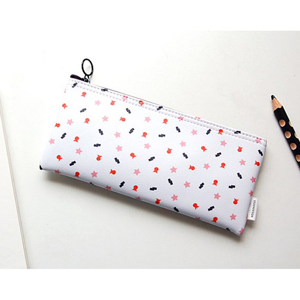 Pattern zipper flat pencil case