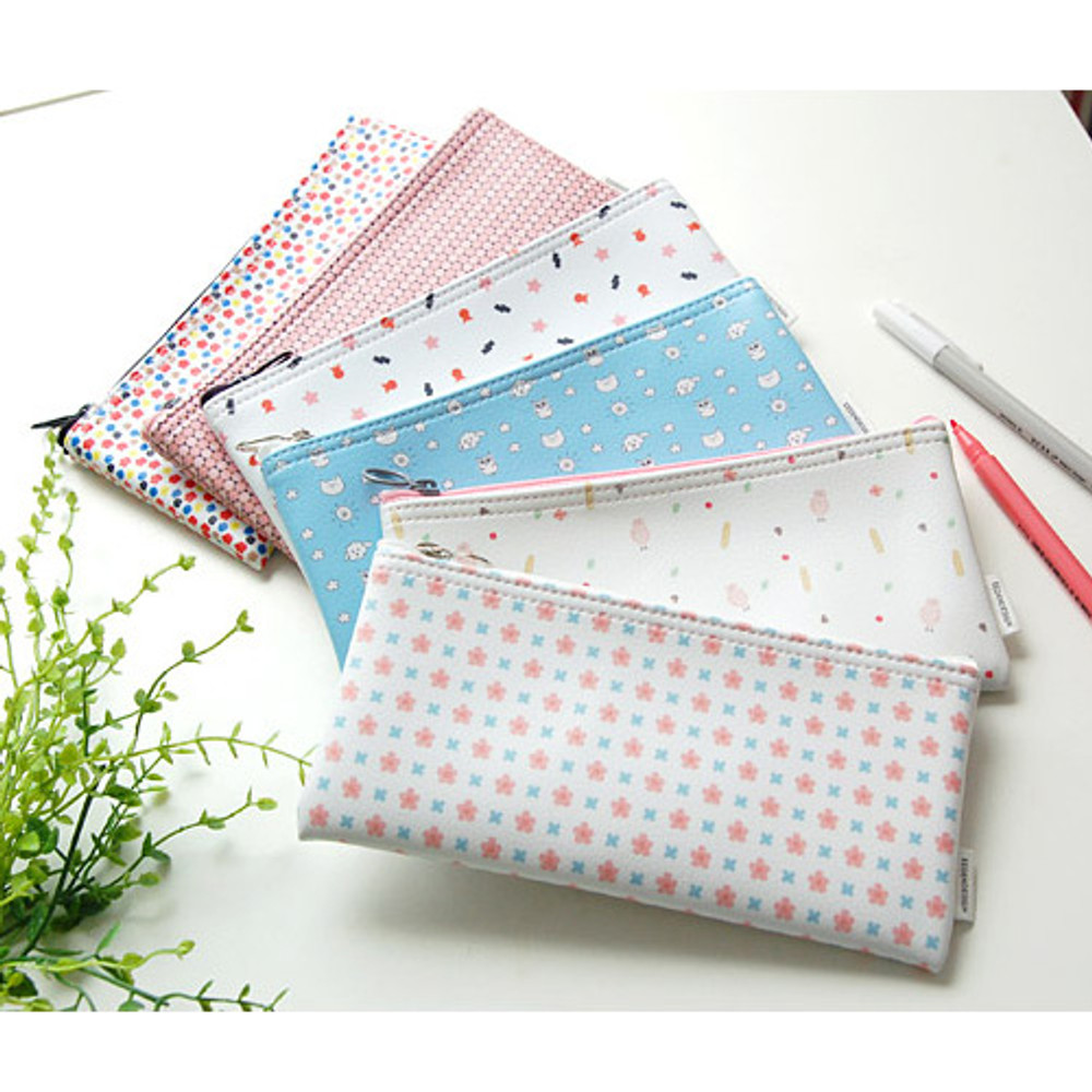 Pattern zipper flat pencil case