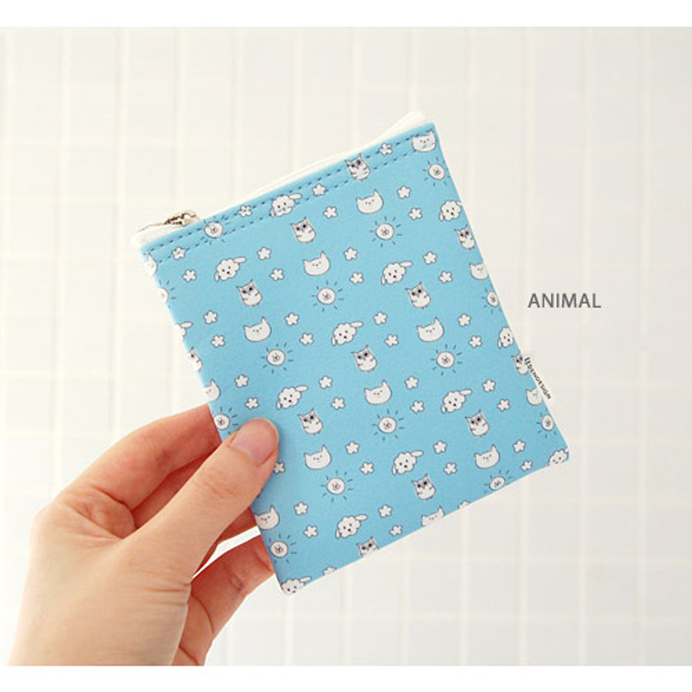 Animal - Pattern small zipper flat pouch