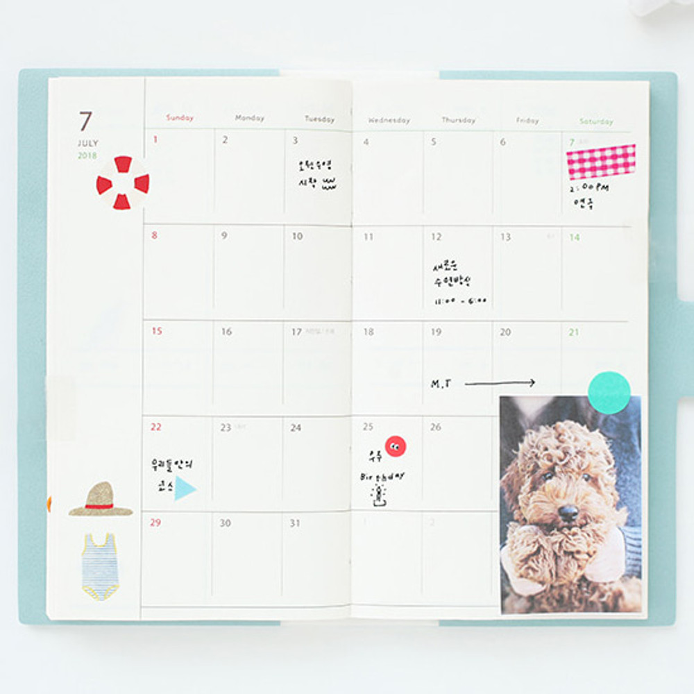 Monthly plan - 2018 Rainbow small dated diary
