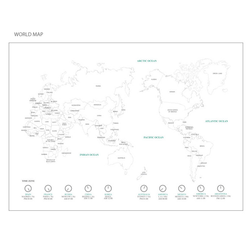 World map - Mellow pattern undated weekly diary