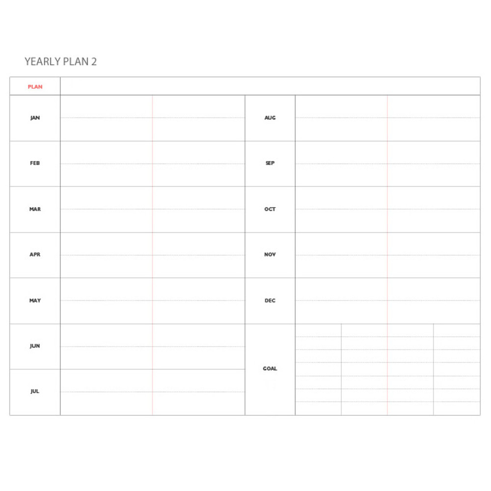 Yearly plan 2 - Even odds undated weekly diary scheduler