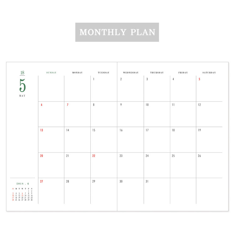 Monthly plan - 2018 Licoco flower pattern small dated weekly diary