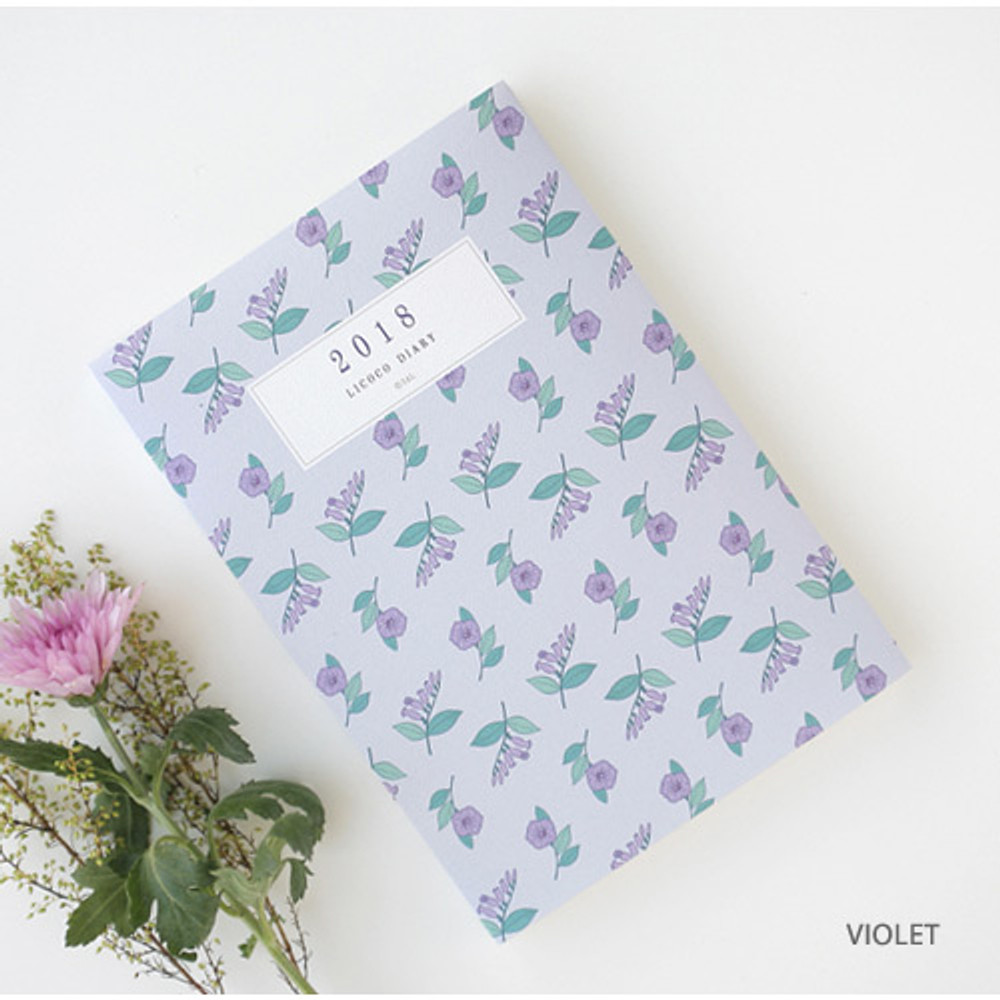 Violet - 2018 Licoco flower pattern small dated weekly diary