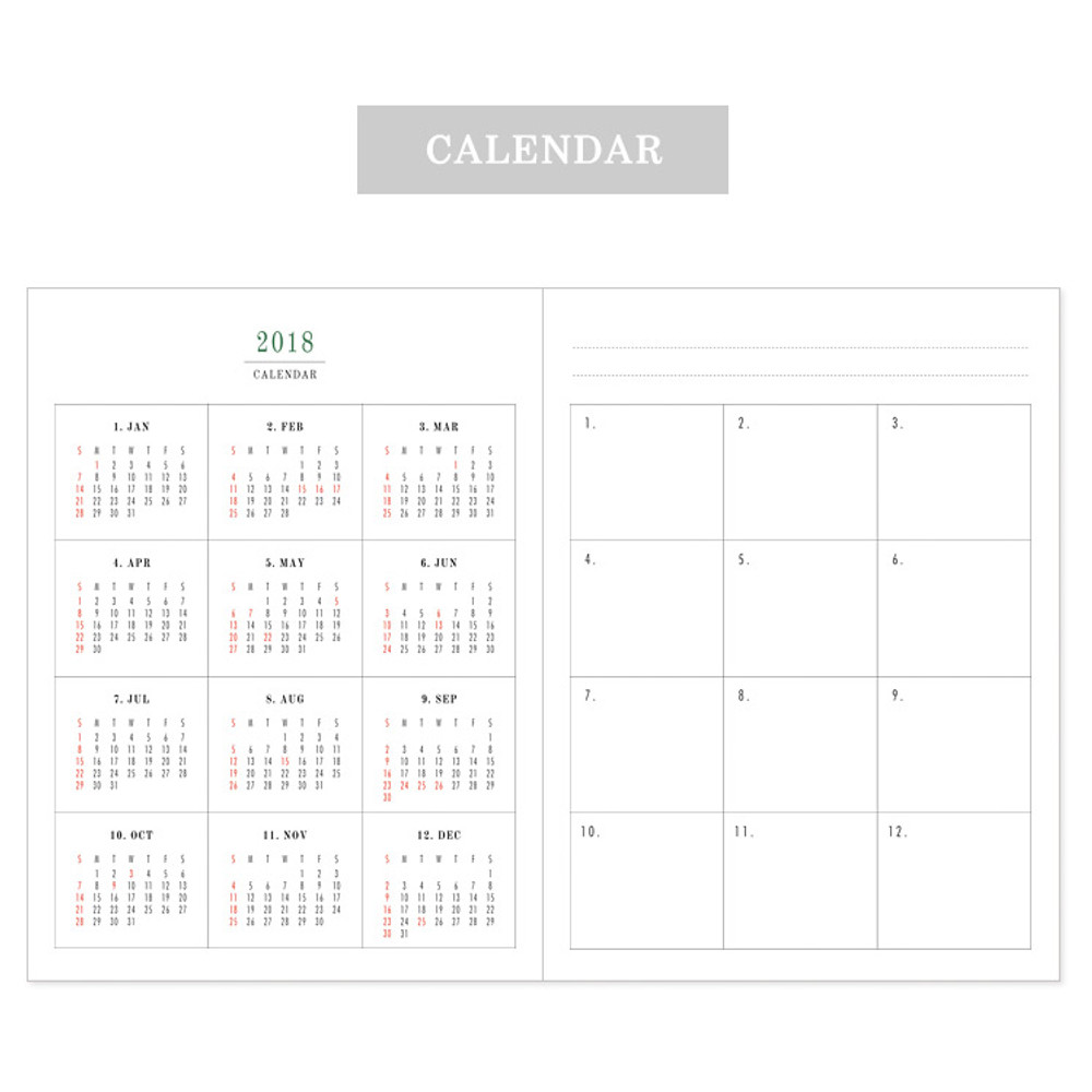 Calendar - 2018 Licoco flower pattern small dated weekly diary