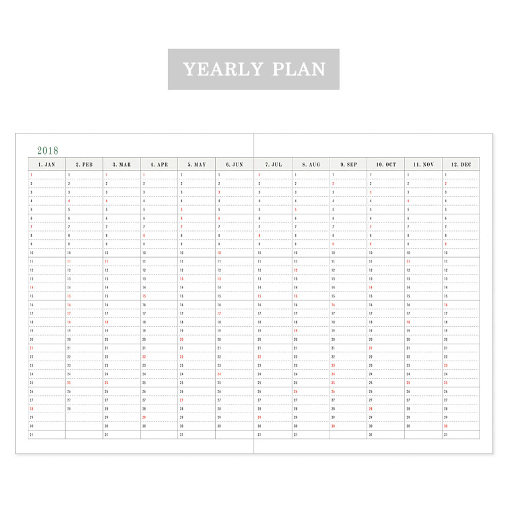 Yearly plan - 2018 Licoco flower pattern small dated weekly diary