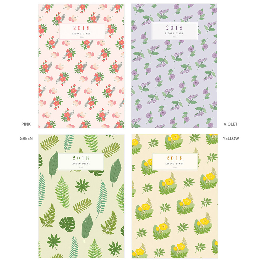 Option of 2018 Licoco flower pattern small dated weekly diary