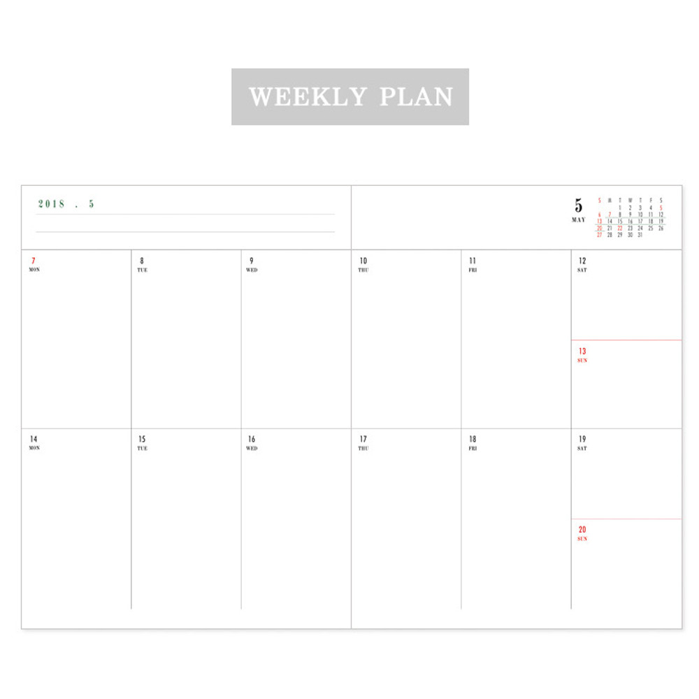 Weekly plan - 2018 Licoco flower pattern small dated weekly diary