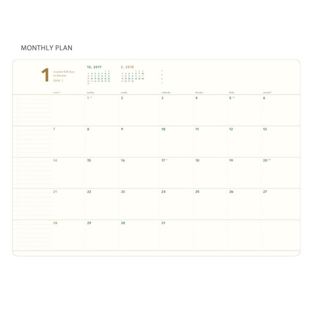 Monthly plan - 2018 Notable memory A4 dated weekly planner