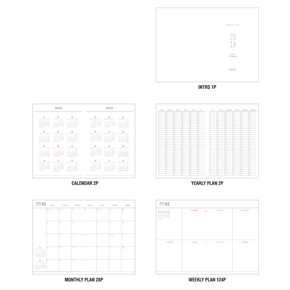 O-check 2018 Mon Journal Classic Dated Weekly Diary Agenda