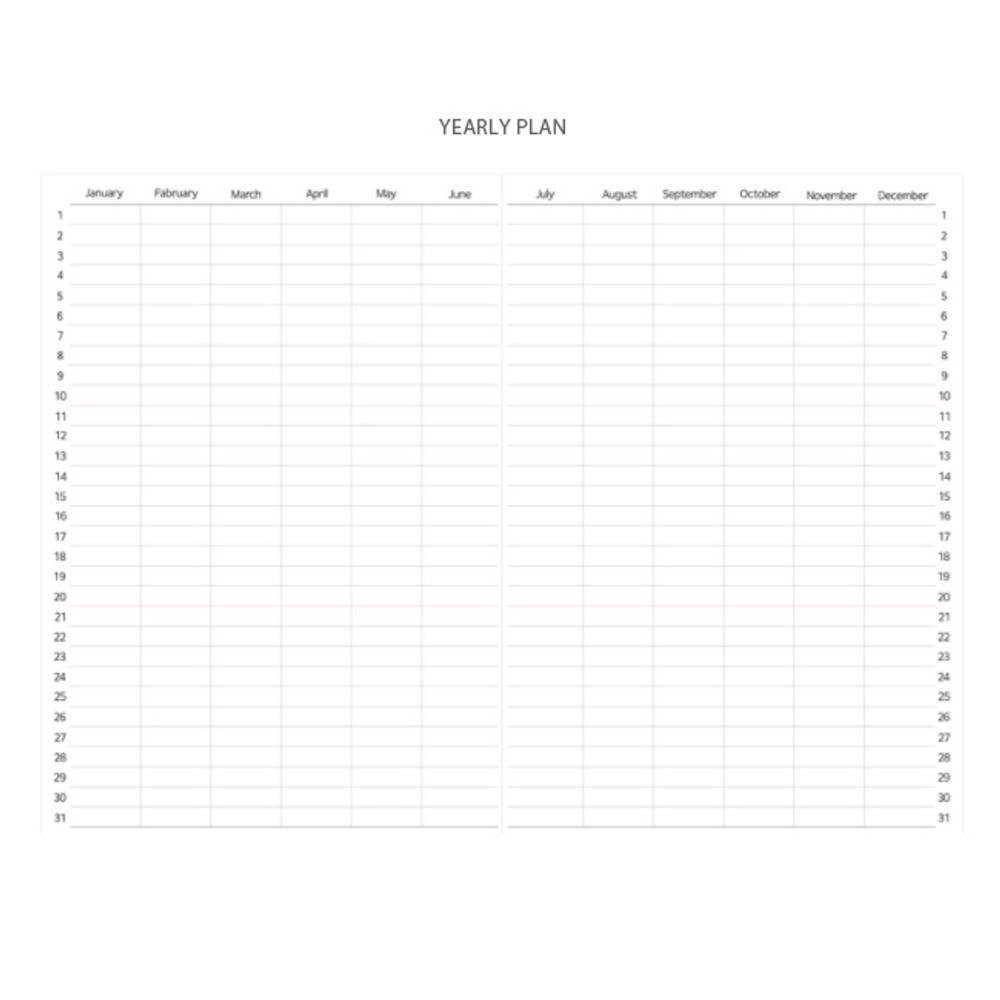 Yearly plan - Molang undated weekly diary agenda