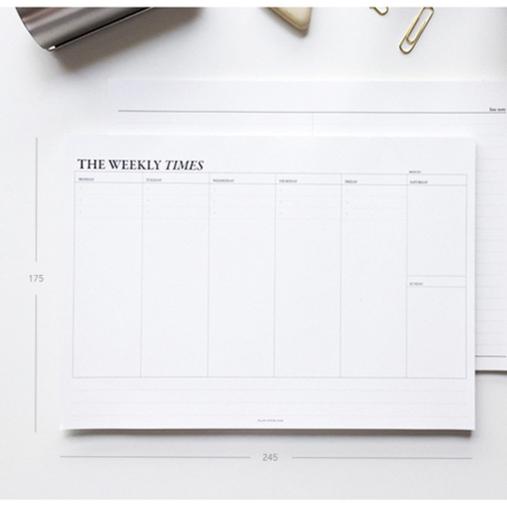 Size of The Weekly times desk planner notepad