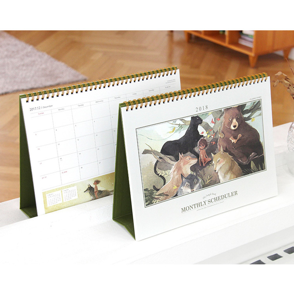2018 The Jungle book illustration spiral bound desk calendar 
