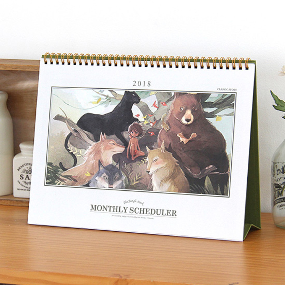 2018 The Jungle book illustration spiral bound desk calendar 