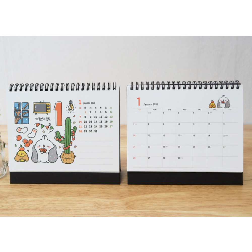 2018 Molang illustration spiral bound medium desk calendar