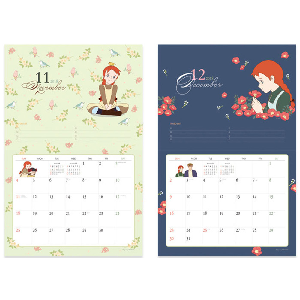 2018 Anne of green gables illustration wall calendar
