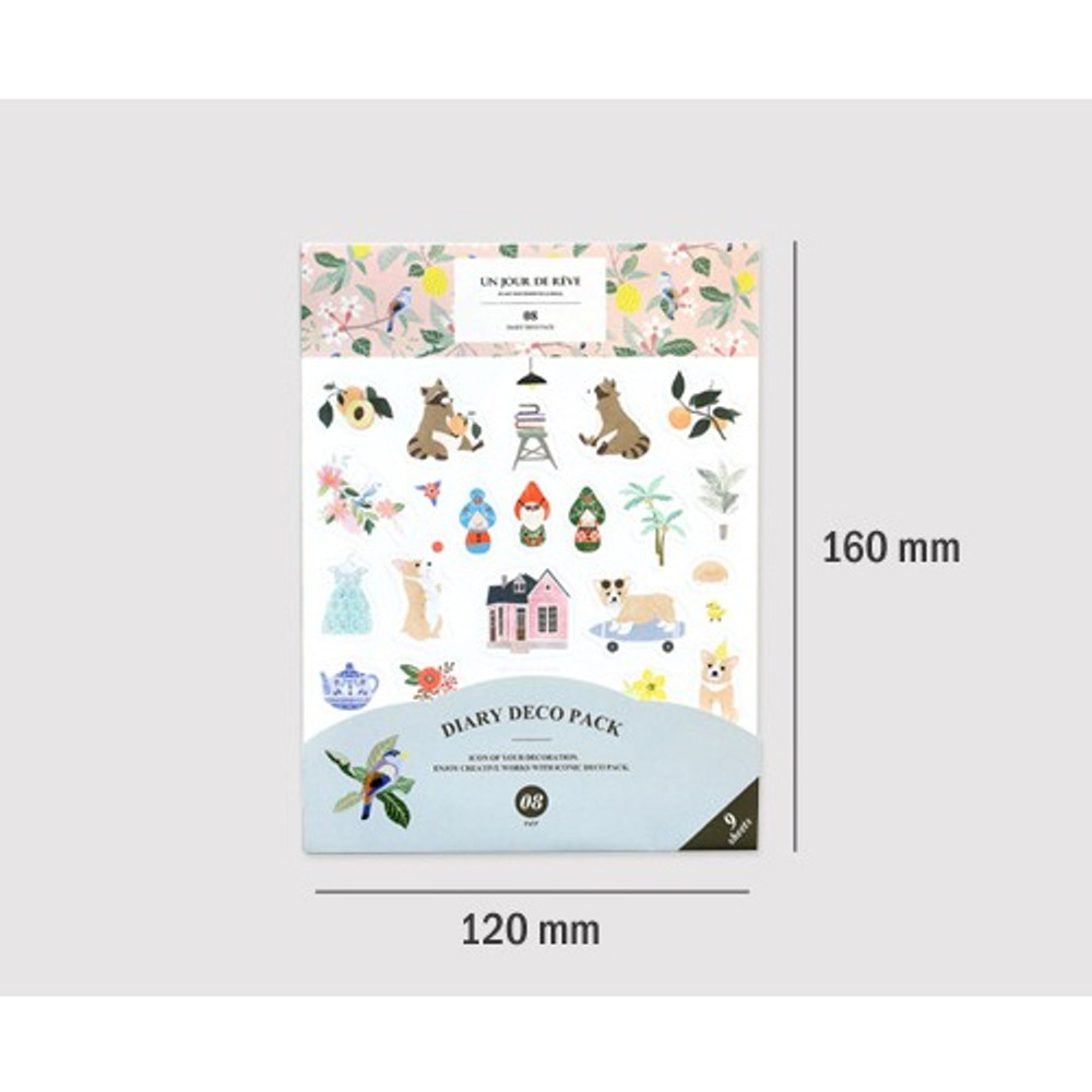 Size - Diary deco sticker 9 sheets in one set ver8