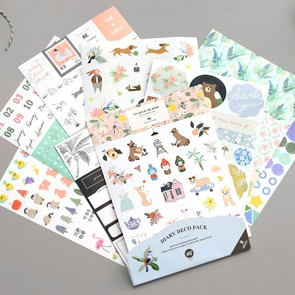 Diary deco sticker 9 sheets in one set ver8