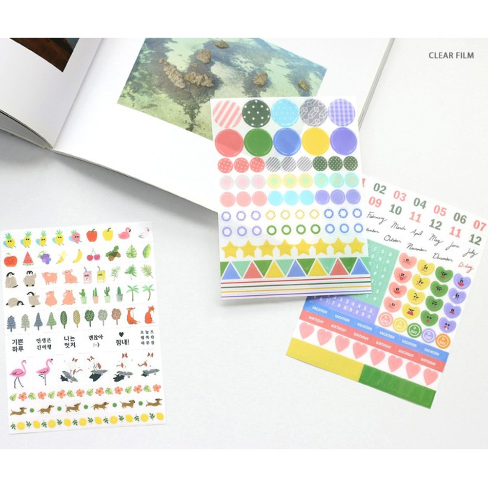 3 Clear film deco stickers