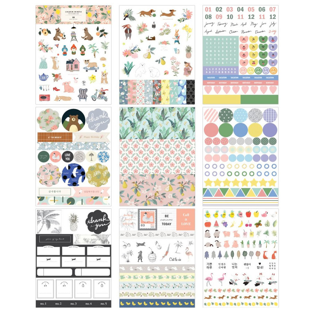 Diary deco sticker 9 sheets in one set ver8