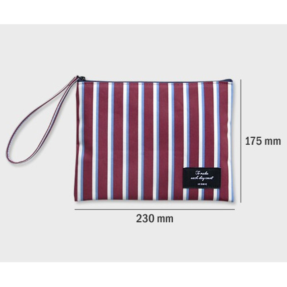 Size - ICONIC Plain cotton flat zipper large pouch with strap