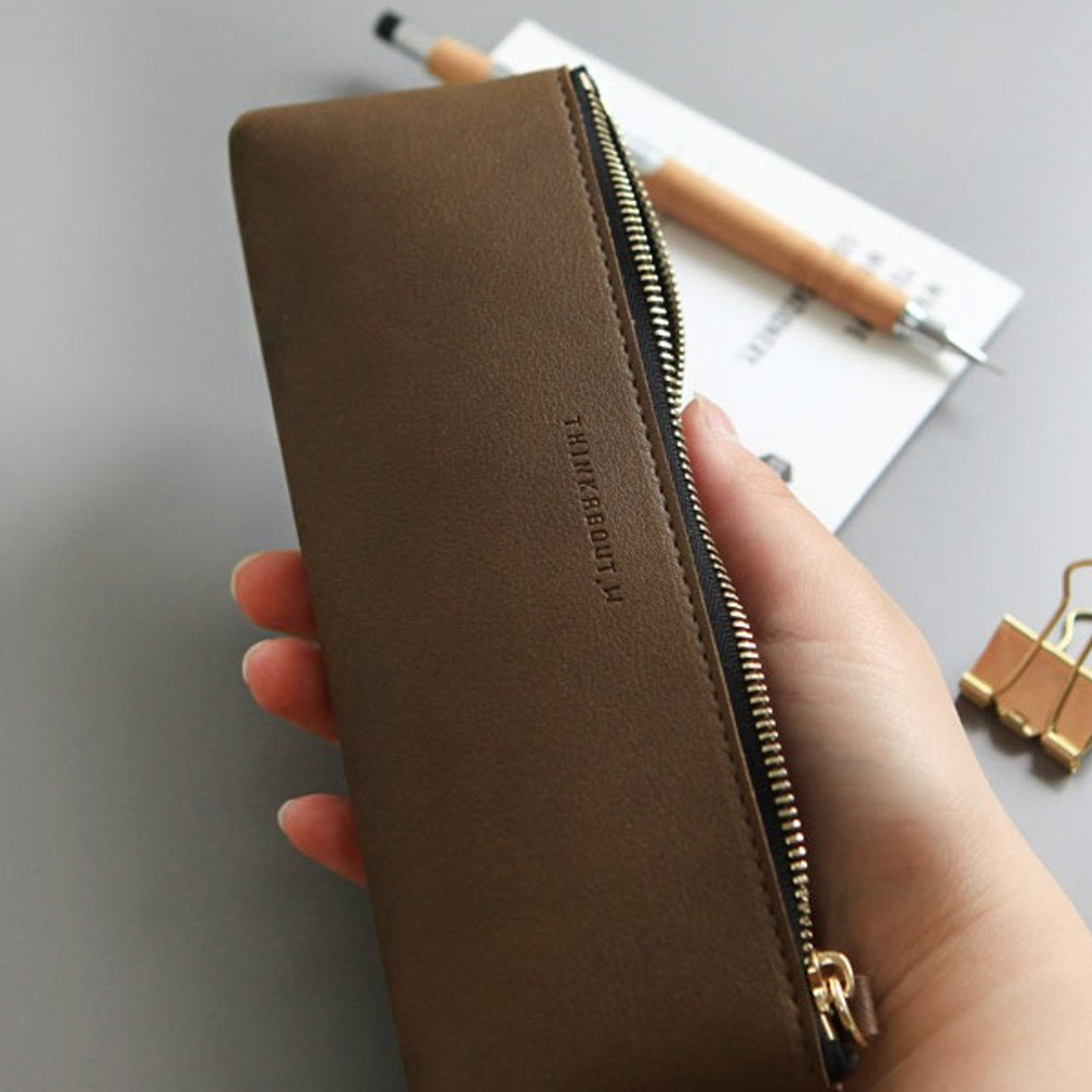 Brown - Think about triangle zipper pencil case