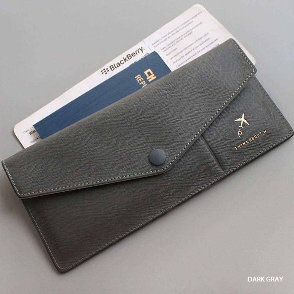 Dark gray - Think about W soft envelope passport case