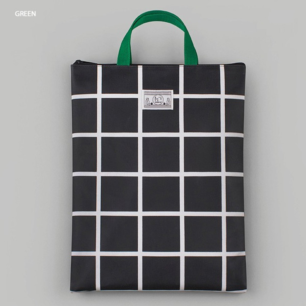 Green - BNTP Coated cotton large document tote bag