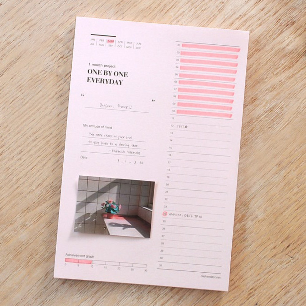 One day one pink 30 days goal planning tracker checklist