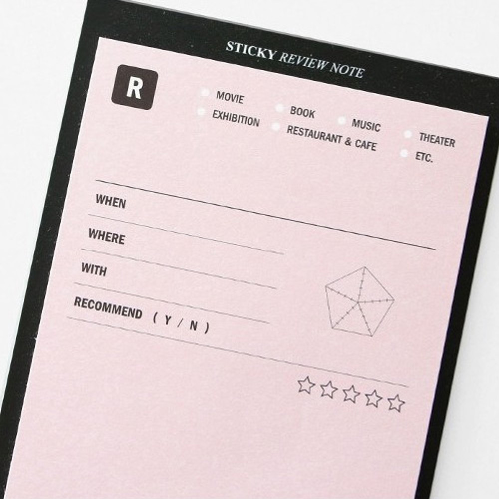 Review note sticky notepad