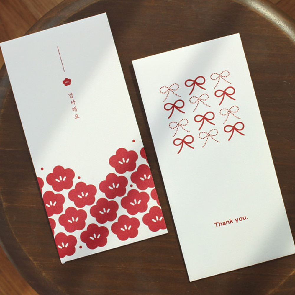 Dash and Dot Blossom Ribbon thank you envelope set