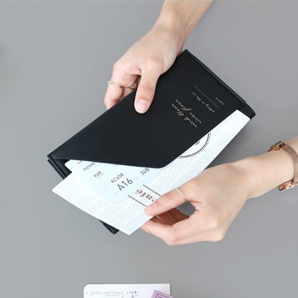 Black - Iconic Slit passport cover case holder wallet