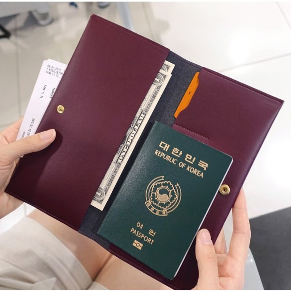 Burgundy - Iconic Slit passport cover case holder wallet