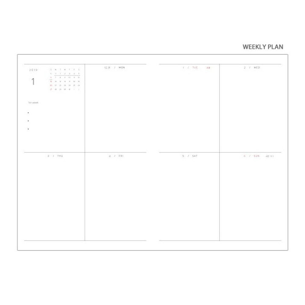 Weekly plan - 2019 Wish dated weekly diary planner