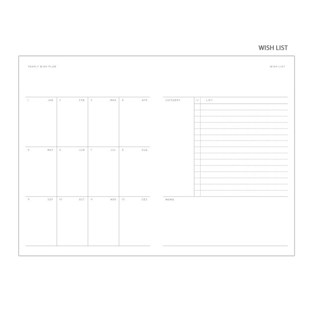 Wish list - 2019 Wish dated weekly diary planner