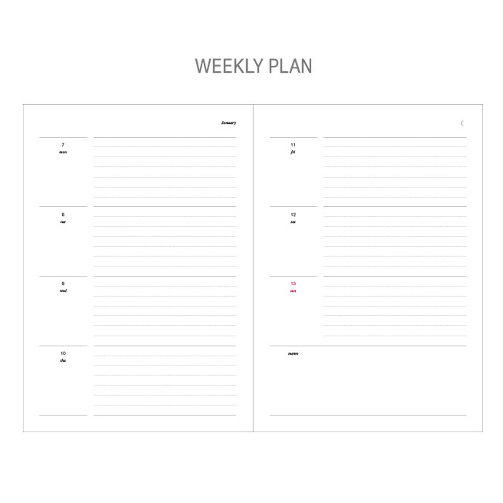 Weekly plan - 2019 Dear moon large dated weekly diary