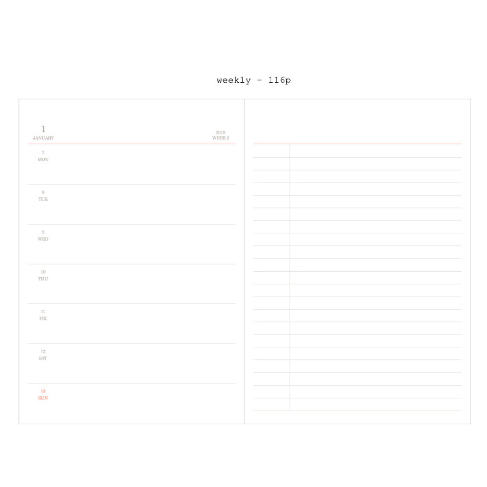 Weekly - 2019 Moment dated weekly diary