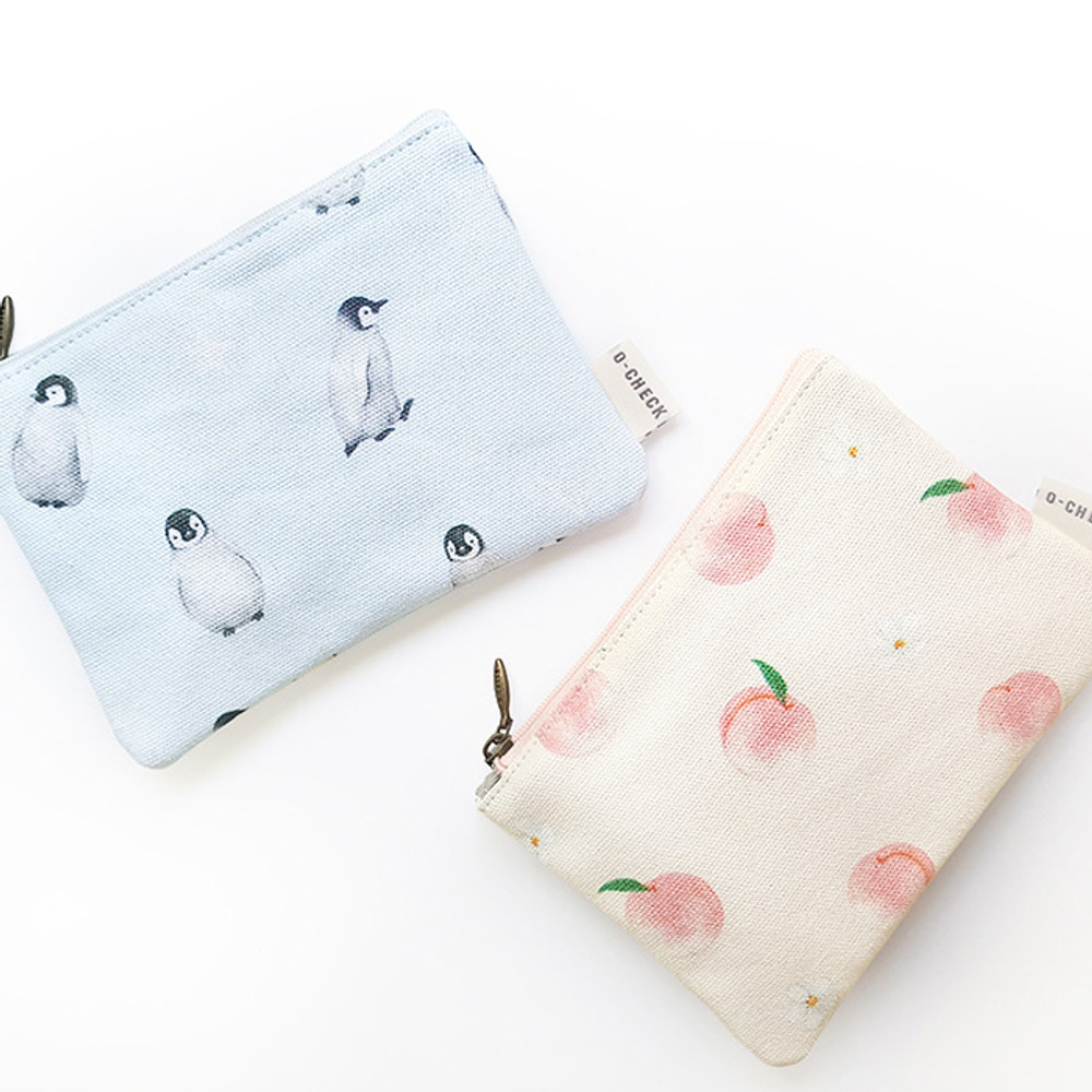 Pattern small cotton flat zipper pouch