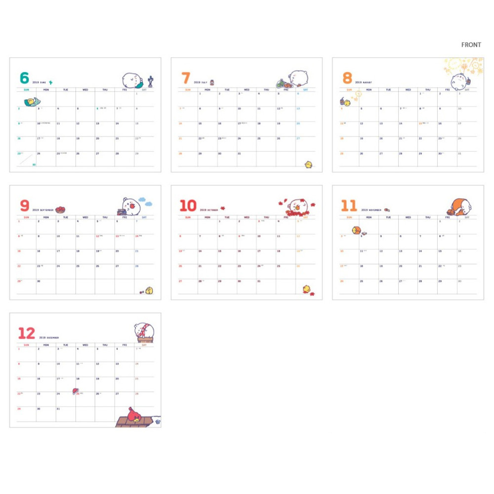 Front - 2019 Molang spiral bound standing desk calendar